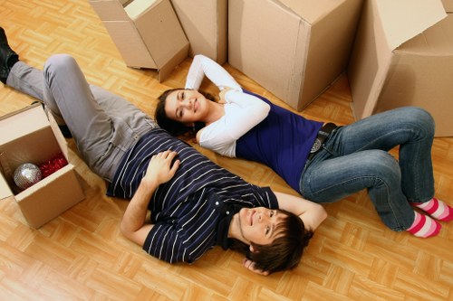 Moving boxes and furniture prepared for Coulsdon removals